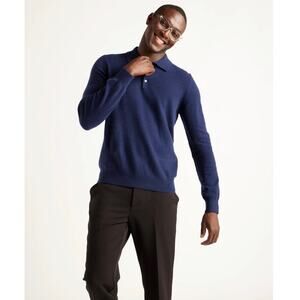 QUINCE Navy Mongolian Cashmere Polo Sweater NWT Size Medium